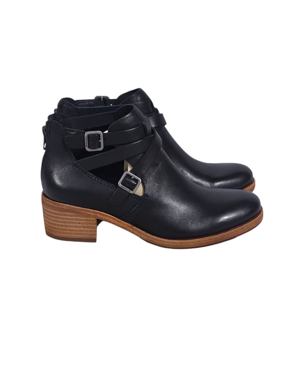 Kork-Ease Jardin Black Leather Buckle Ankle Boots Booties